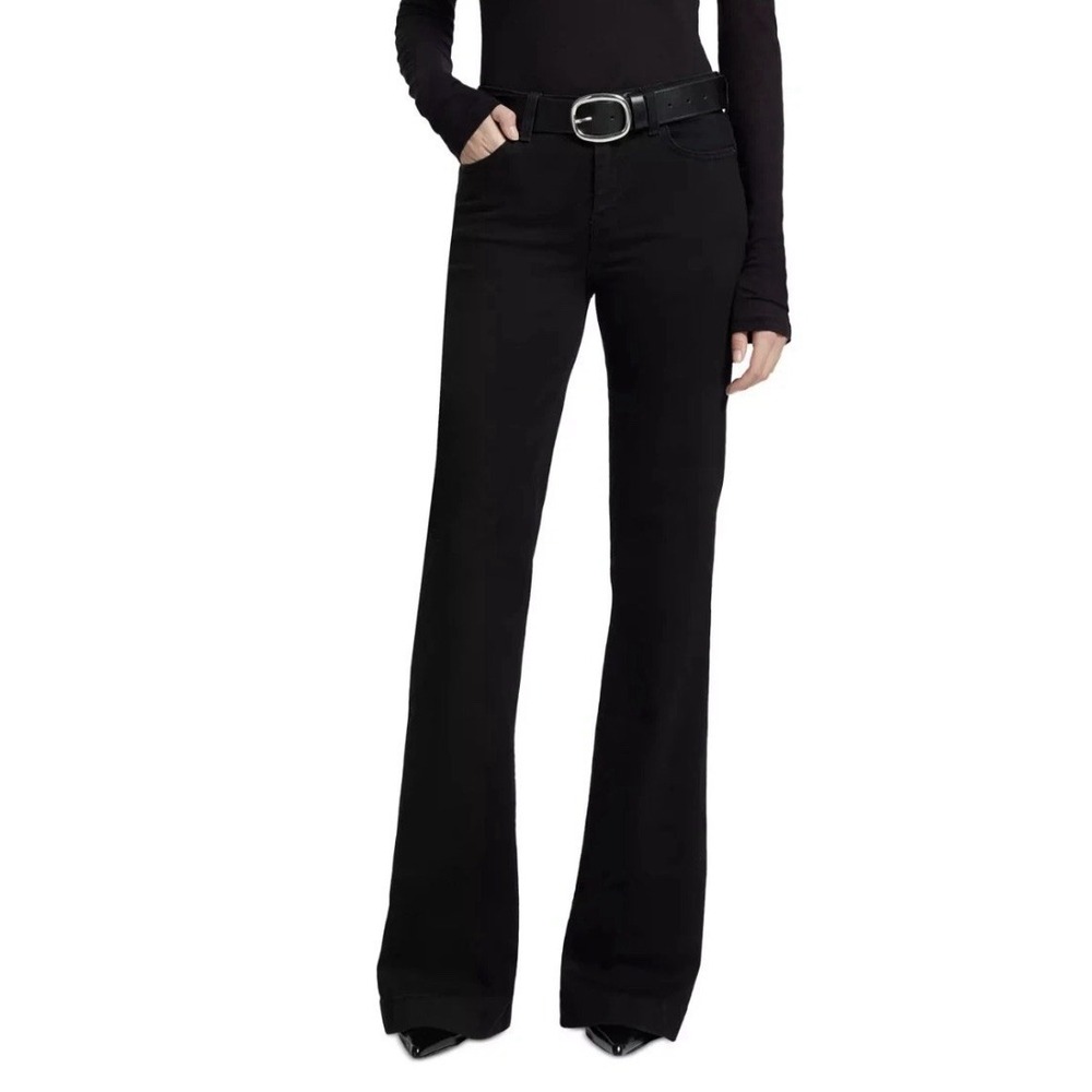 7 For All Mankind Dojo Flare Leg Trouser Jeans Size 27 Rinse Black NWT $168